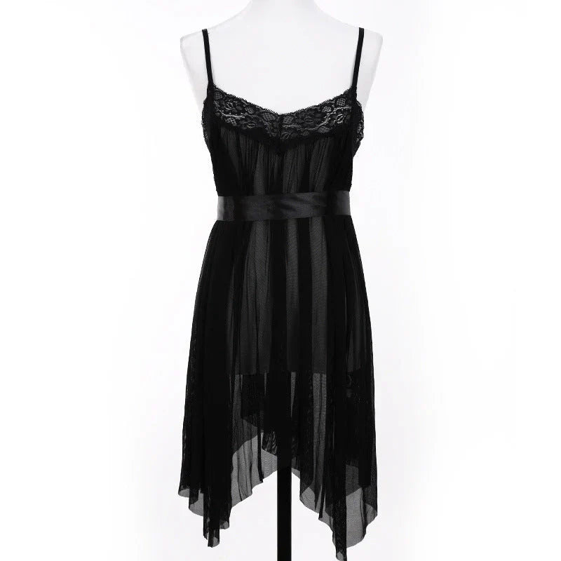Mesh Nighty with Double Front Open Cuts 