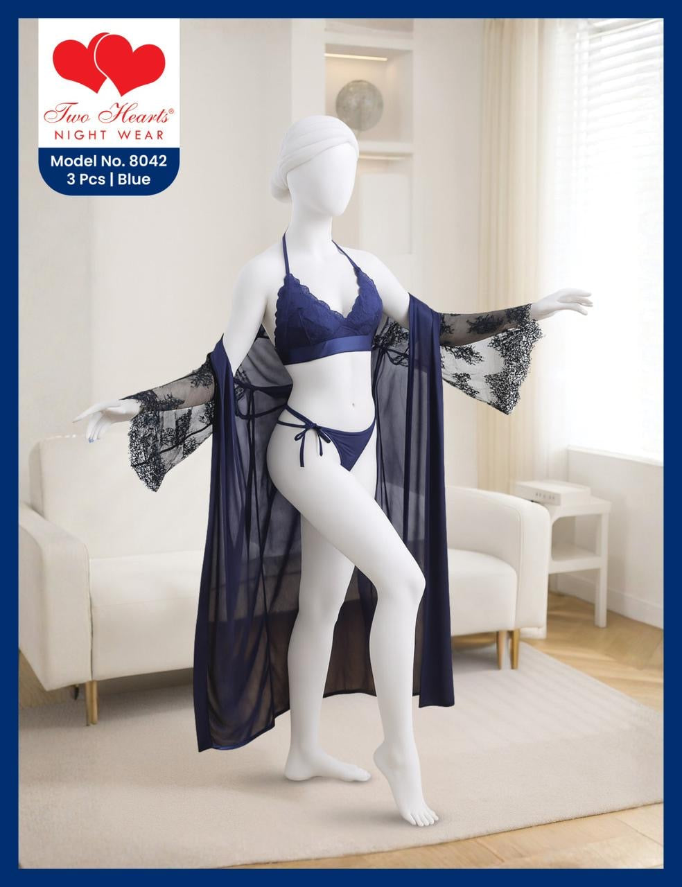 MSK Satin Silk Bikini Trio: Luxury 3-Piece Gown & Lingerie Set