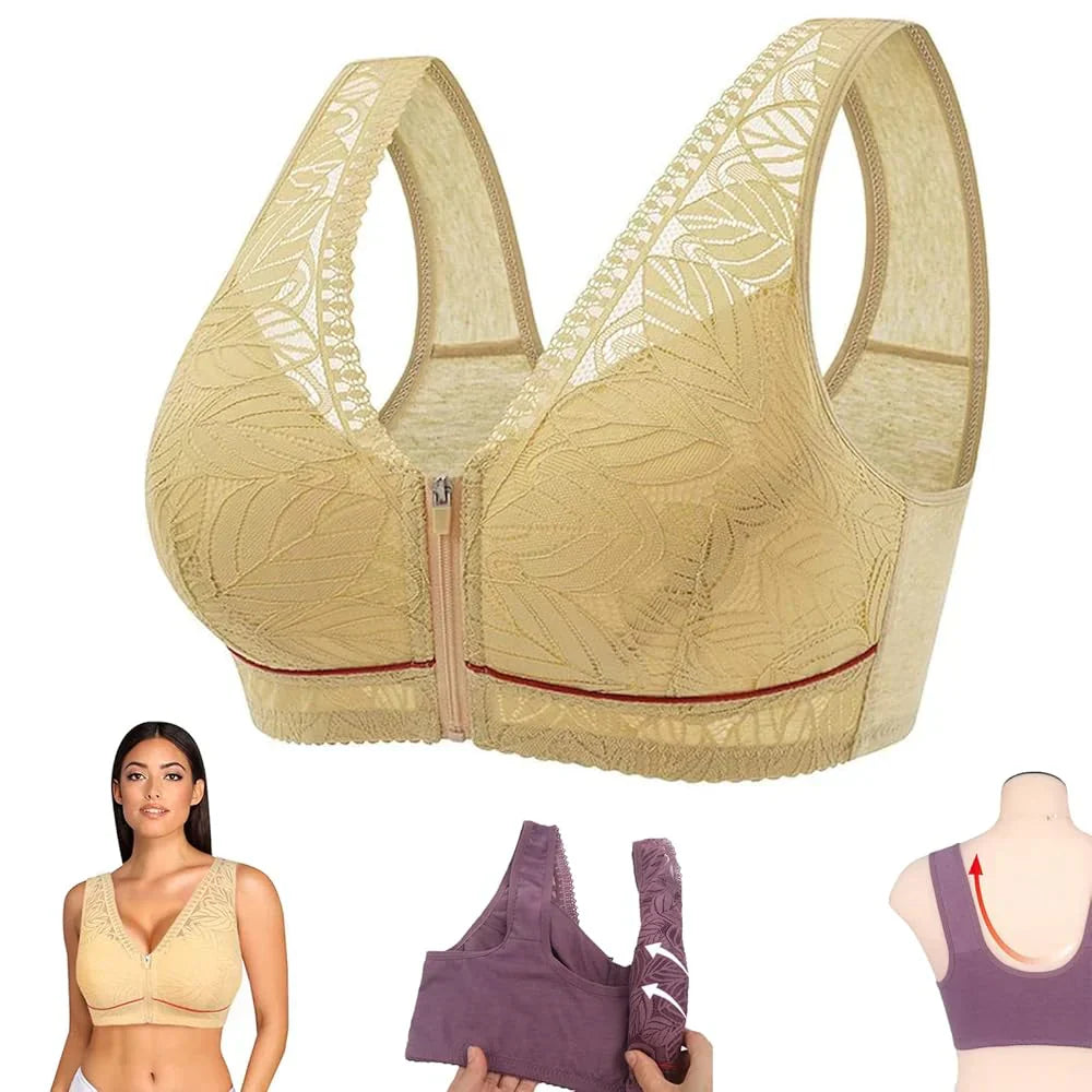 MSK "Zip-Front" Ease Bra: Breathable Wireless Support for Daily Wear
