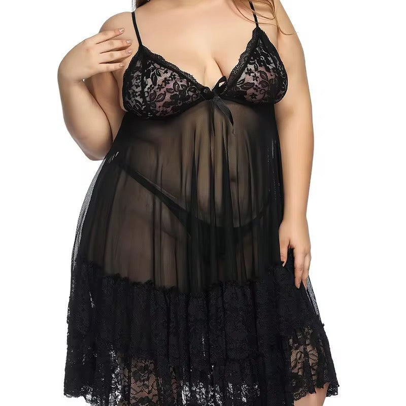 Black lace lingerie set on a white background