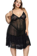 Black lace lingerie set worn by a model on a white background