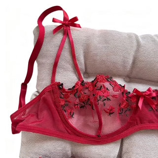 MSK Floral Lingerie Bra Thong Underwear Set