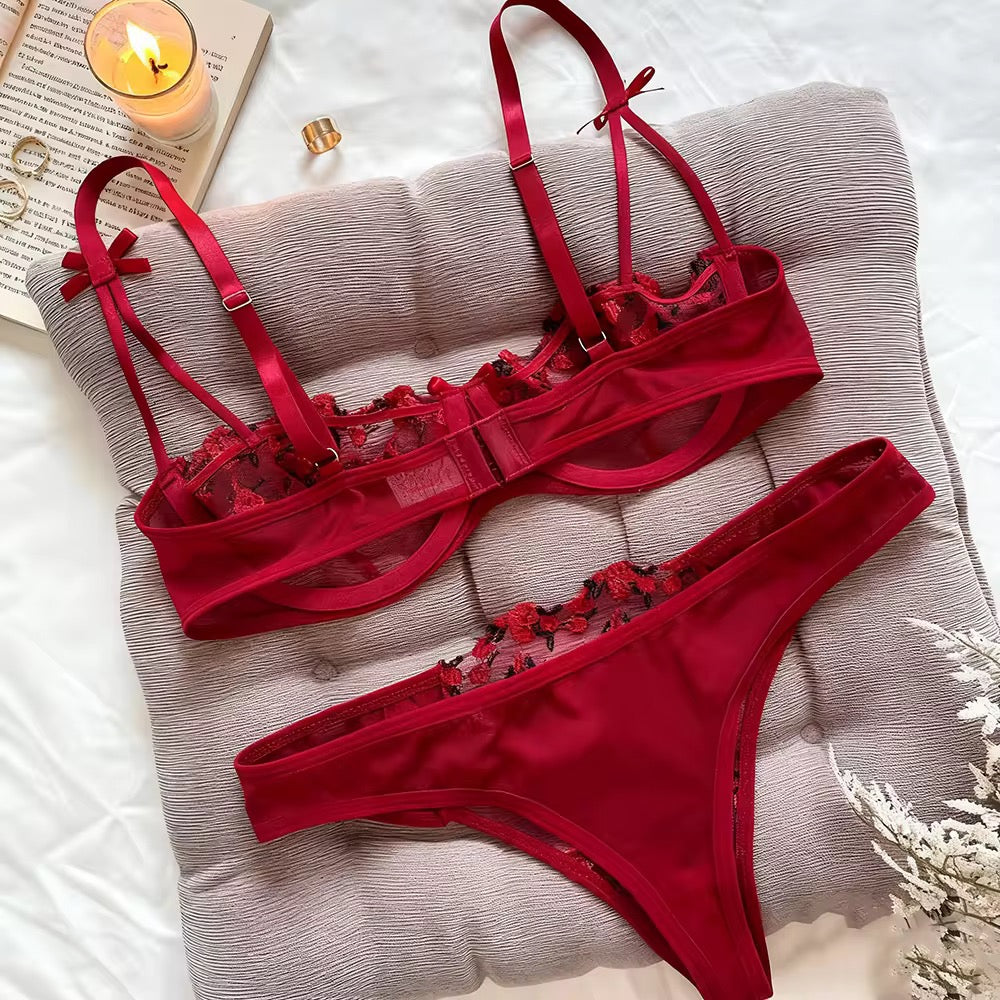 MSK Floral Lingerie Bra Thong Underwear Set