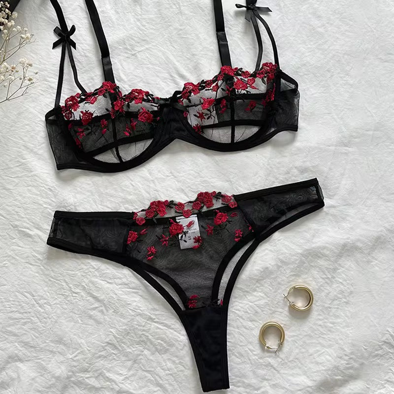 MSK Floral Lingerie Bra Thong Underwear Set
