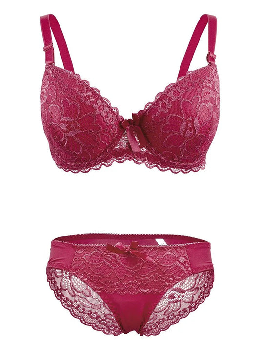 Basic Plus Size Women Pushup Bra Panty Set
