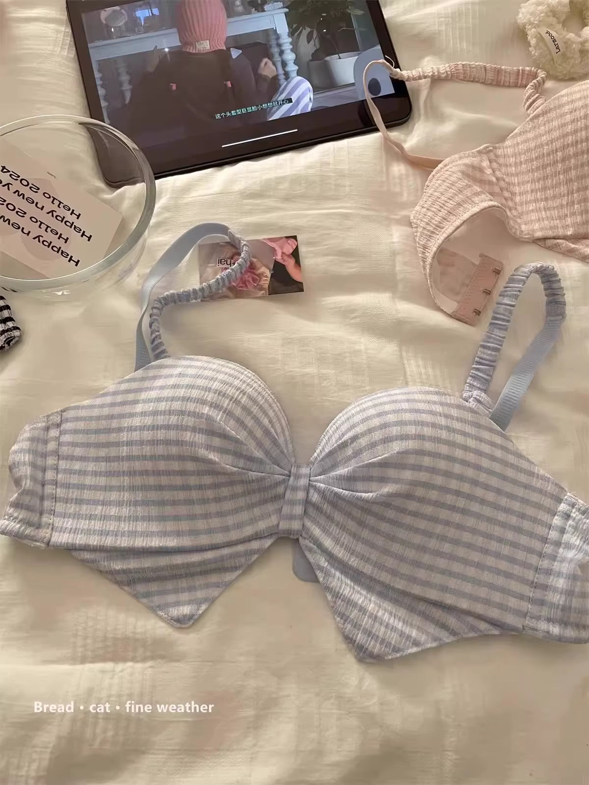MSK Bow Kitty Lingerie Set: Wire-Free Soft Bra & Panty