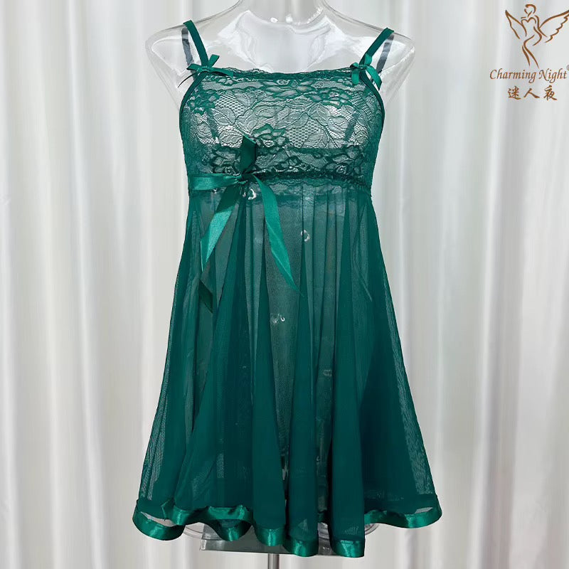 MSK Side-Open Soft Net Nighty: Breathable Lingerie Nightwear