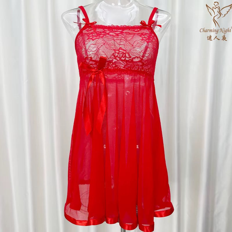 MSK Side-Open Soft Net Nighty: Breathable Lingerie Nightwear