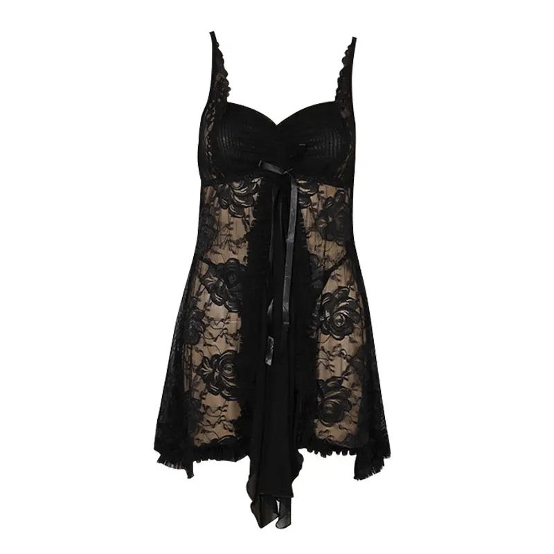 Front Slit Net Nighty Lingerie