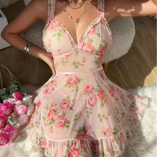 MSK Floral Mesh Lingerie Nighty Dress