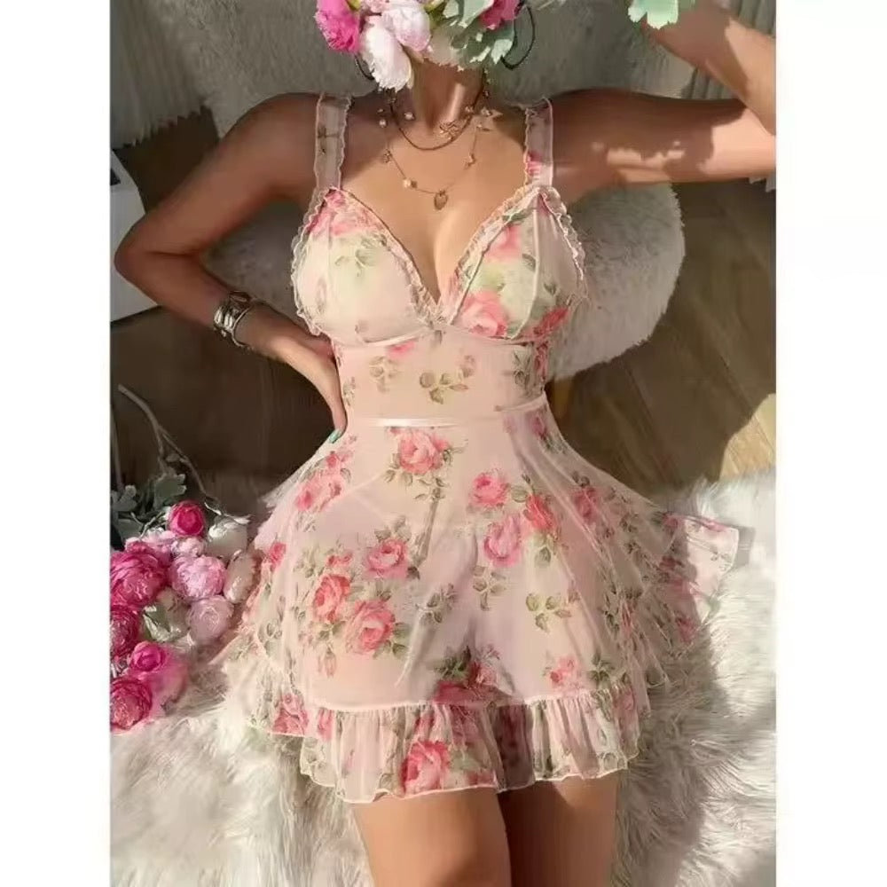 MSK Floral Mesh Lingerie Nighty Dress