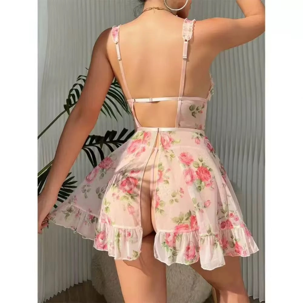 MSK Floral Mesh Lingerie Nighty Dress
