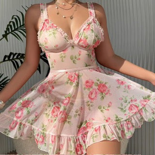 MSK Floral Mesh Lingerie Nighty Dress