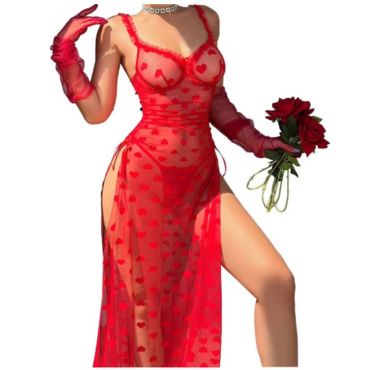 MSK Red Heart Lingerie Nighty Set