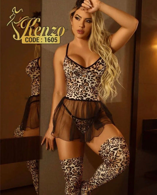 MSK Leopard Lingerie Nighty Set