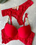 Fancy Diamond Strap Bra Panty Set