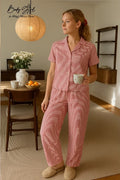 MSK Crimson Stripe Lawn Sleepwear Set