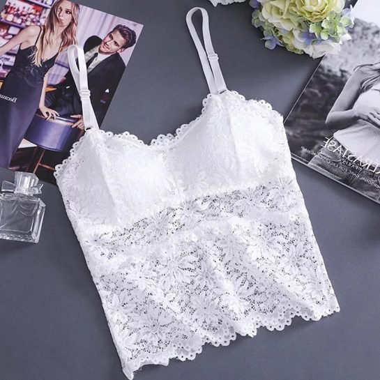 Hollow Out Lace Cami Bralette Crochet Lace Tube Tank Top