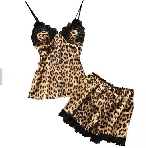 Leopard nighty shorts for women