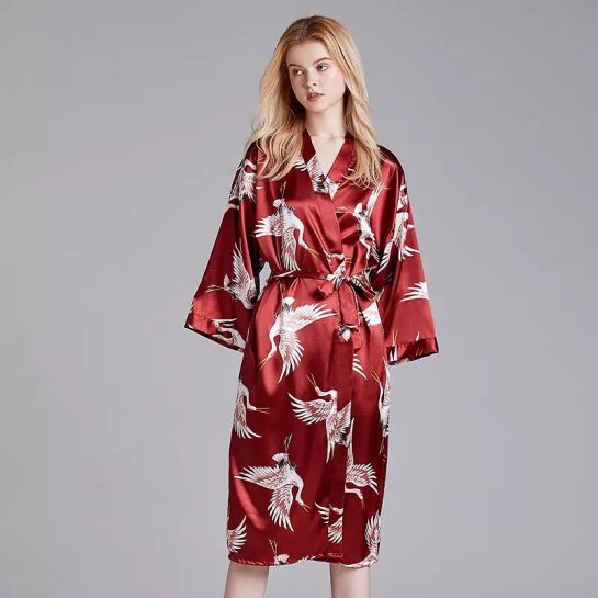 Floral Satin Silk Nighty | Night Robe for women