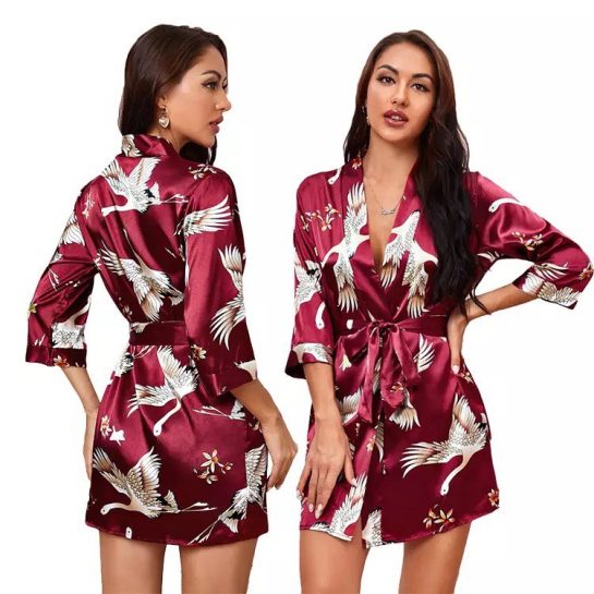 Floral Satin Silk Nighty | Night Robe for women