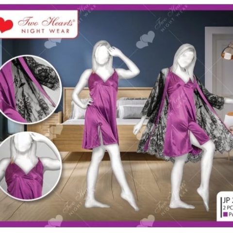 Two Hearts Full sleeves Nighty with Gown