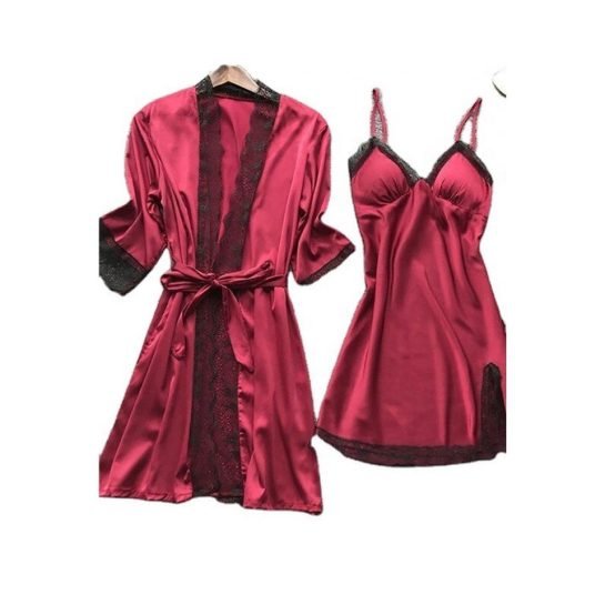 Satin Silk Gown with Inner Nighty Lingerie