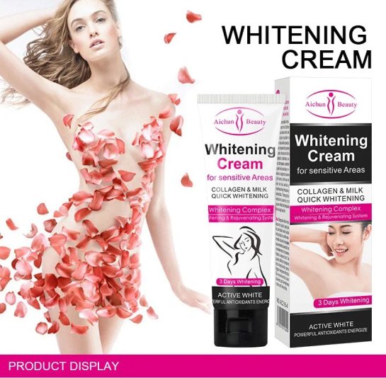 "Aichun Sensitive Parts Whitening Cream - Before and After Results."