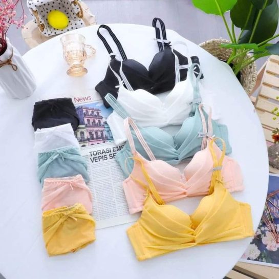 bow bra and panty set