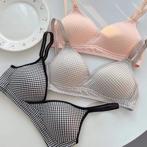 Soft Padded Check Wireless T-Shirt Bra