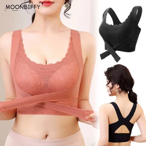 Front Open Bra for Breast Lifting Front Double Hooks Closure for Saggy Chest