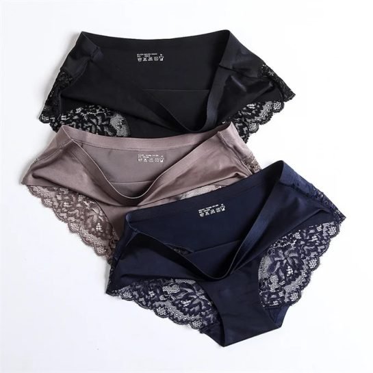 Side Lace Ice Silk Soft Briefs Underwear