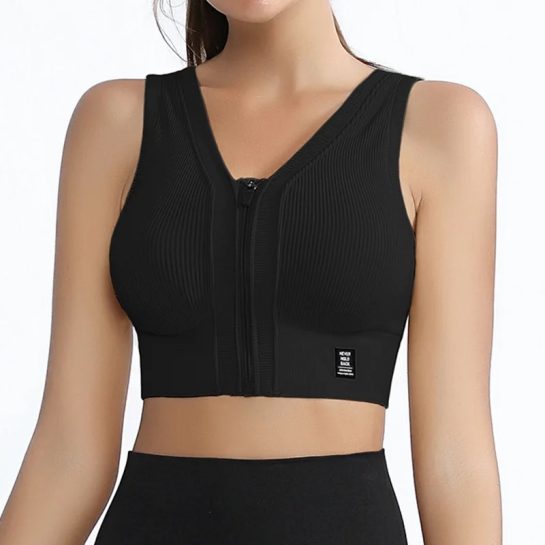 Sports Bra High Impact Front Zip Closure