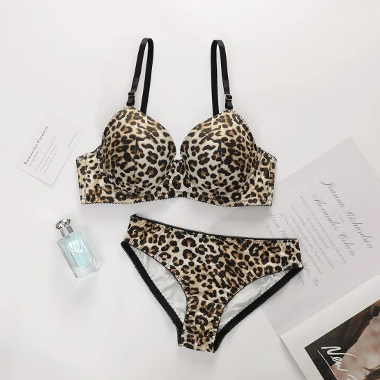 Leopard Bra Thong Pushup Set