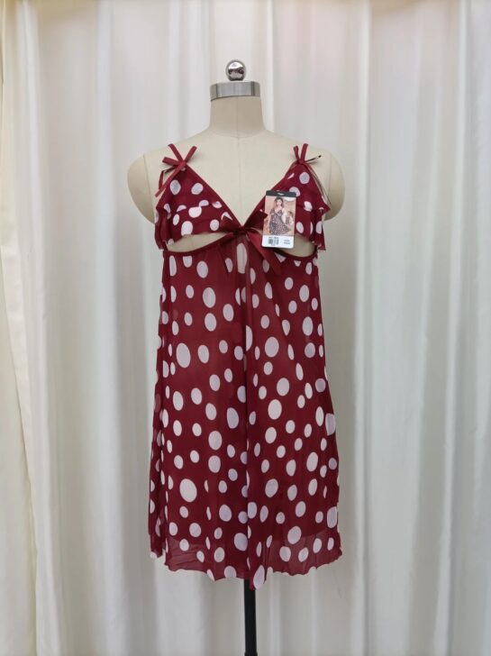 Polka Front Open Bow Nighty