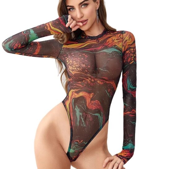 Rainbow Sheer Body Suit Lingerie