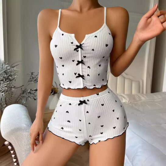 Polka Camisole Shorts Daily Wear Lingerie