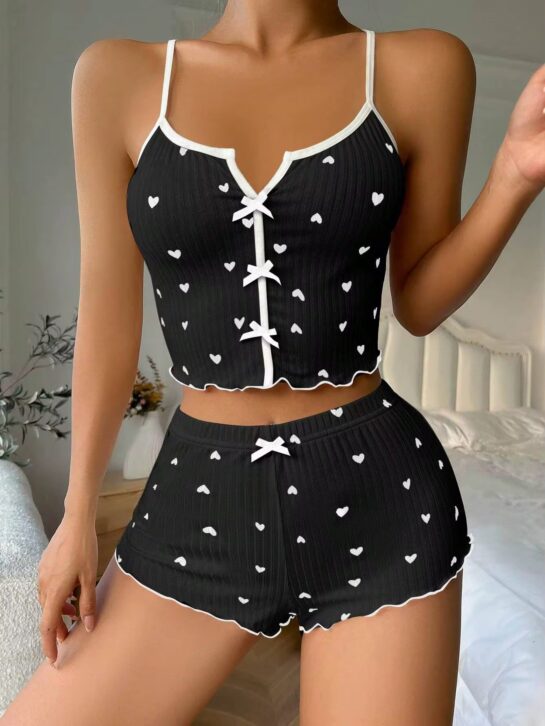 Polka Camisole Shorts Daily Wear Lingerie