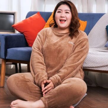 Plus Size Camel Fleece Warm Winter Coord Set