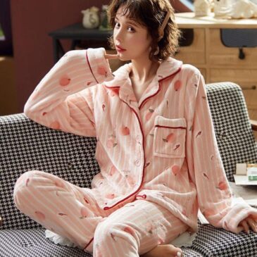 Winter Fleece Night Dress Peach